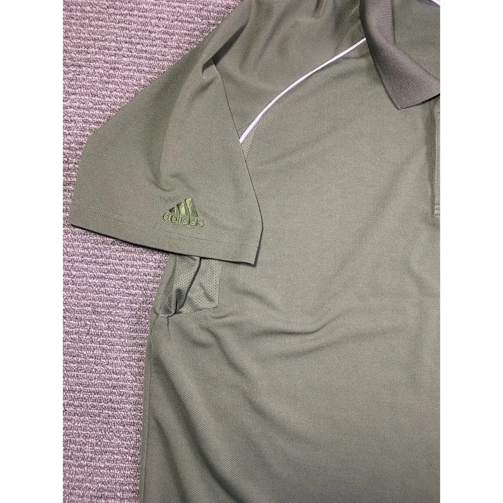Adidas Men Short Sleeve Polo Shirt Size 2XL Green Polyester Pullover Golf Tennis